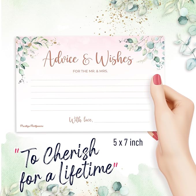 Prestige Advice & Wishes (50 Set) | Marriage Advice Cards for Bridal Shower Wish Card, Advice for The Bride & Groom Cards, Wedding Advice and Wishes Cards, Well Wedding Wish Bridal Shower Stationary