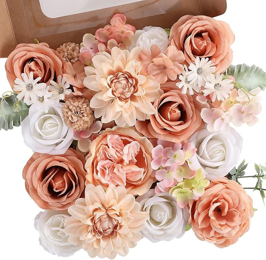 Garisey Artificial Flowers Combo for DIY Wedding Bouquets Combo Centerpieces Arrangements Party Bridal Baby Shower Home Decorations-Nude Color