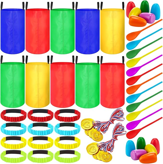 Yunsailing 40 Pieces Potato Sack Race Bags Large Bags Lawn Outdoor Games Party Games for Kids School Adults Family Backyard Party Birthday Outside Egg Spoon Race Easter