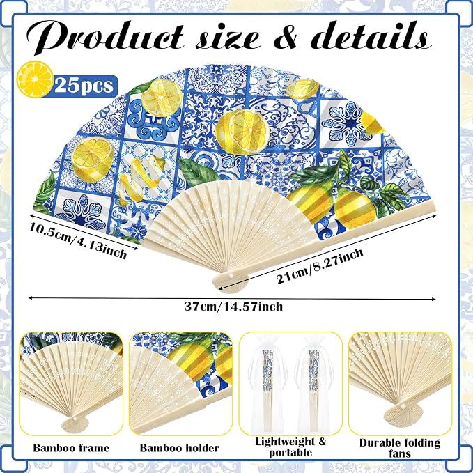 Hoteam 25 Sets Lemon Wedding Party Favors for Guests Bulk Including Yellow Can Cooler and Paper Folding Fans with Wedding Decor Table Sign Cheers to Love for Bridal Shower Party Souvenir