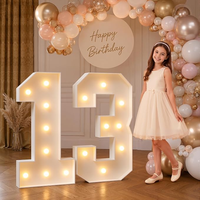 imprsv 3FT Marquee Numbers 13, Light Up Numbers for 13th Birthday Decorations Anniversary Party Decor, Number 13 Light Up Number, Pre-Cut Foam Board Kit