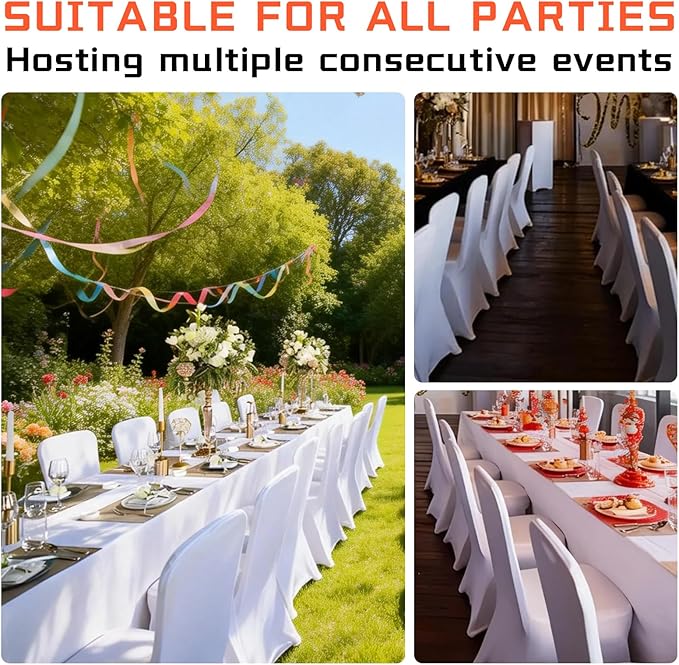 30 Pack White Stretch Chair Covers, Spandex Dining Chair Slipcovers, Wrinkle Resistant Reusable Covers for Wedding, Party, Banquet & Events