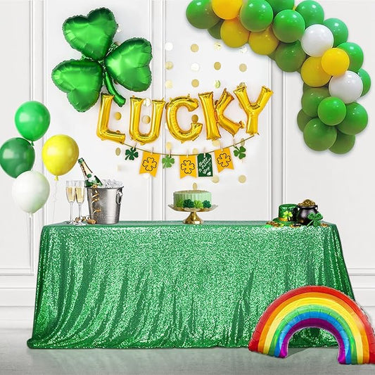 Juya Delight Green Sequin Tablecloth Rectangular‌ 60" x 102" Sparkly Glitter Table Cloth for Wedding Birthday Party Festival Ceremony Cake Dessert Table Decoration