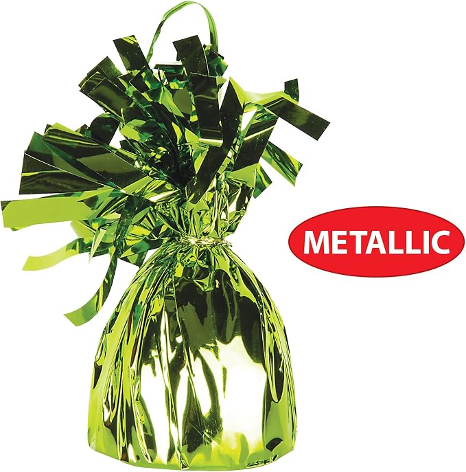Beistle 50804-LG 12-Piece Light Green Metallic Wrapped Balloon Weights