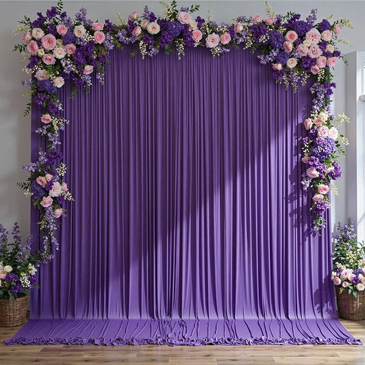 10x8ft Purple Backdrop Curtains for Parties, 2 Panels 5x8ft Wrinkle-Free Polyester Background Curtains for Wedding, Birthday, Baby Shower,Graduation, Decorations
