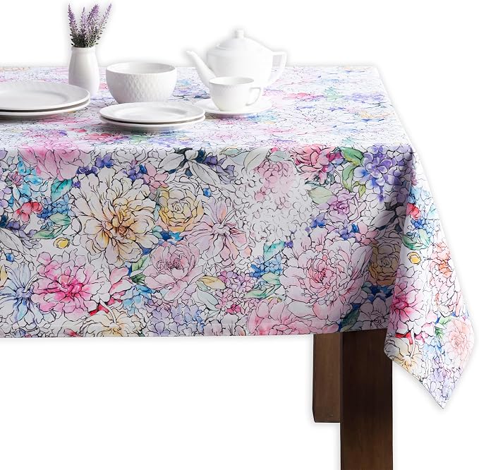 Maison d' Hermine Table Cloth Square Table 100% Cotton 60 x 60 Inches Tablecloth Reusable Decorative for Dining Kitchen Room Farmhouse Party Home Hotel Restaurant Spring Summer - Floral Love