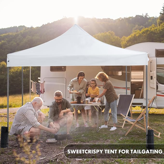 OLIXIS 10x10 FT Instant Pop Up Canopy, Waterproof Outdoor Sun Shade Tent, Heavy Duty Portable Shelter with Windproof Sand Bags for Outdoor Gatherings, Beach & Yard Events, Pure White