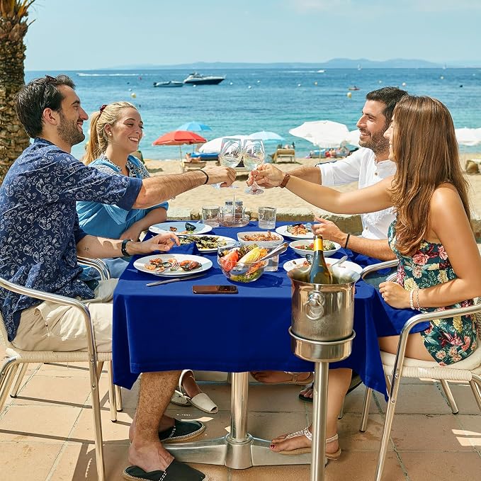 60x102 Table Cloth - 6 Pack Rectangular Black Washable Stain and Wrinkle Resistant Polyester Table Cover for Dining Tables, Various Parties and Camping (Royal Blue)