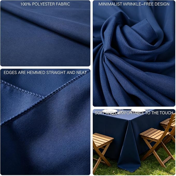 WIGENIUS 6 Pack Blue Table Cloth Rectangle Tablecloths 60X126 Inch,Polyester Table Cloth for 8 Foot Rectangle Tables,Wrinkle Resistant Washable Fabric Table Covers for Party,Wedding Banquet