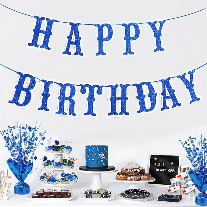 12 Pack Blue Metallic Foil Spray Centerpiece Star Table Decoration Burst Table Centerpieces for Birthday New Year Wedding Anniversary Graduation Party Supply (Blue)