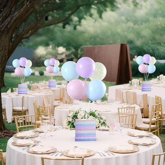 Pastel Rainbow Table Centerpieces Baby Shower Balloon Stand Kit for Unicorn Birthday Party Baby Shower Decorations 4PCS