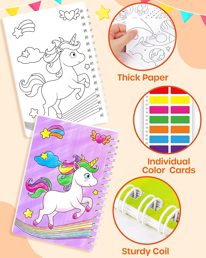 D-FantiX 24 Pack Paint with Water Coloring Books for Kids Ages 4-8-12, Birthday Party Favors Bulk Gifts Goodie Bag Stuffers, Arts and Crafts Classroom Prizes Rewards, Children Easter Basket Stuffers