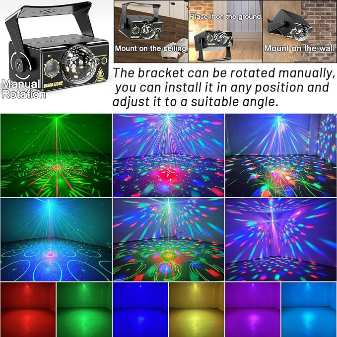 Party Lights, DJ Disco Light Disco Ball Light Sound Activated Strobe Stage Lights for Parties Birthday Christmas Gift Wedding Karaoke Bar Club Pub Dance Home Living Room Halloween Decorations