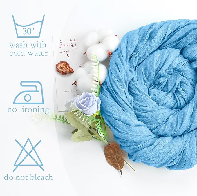 8 Pack Baby Blue Cheesecloth Table Runner 10ft Boho Gauze 120 Inch Cheese Cloth Table Runner Rustic Sheer for Spring Holiday Baby Shower Party Décor Home Wedding Decoration