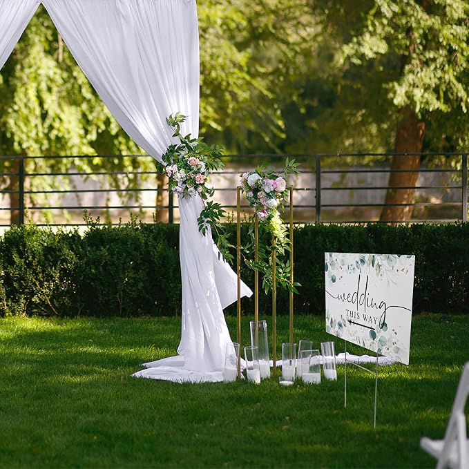 3 Pack 17''×12.5'' Wedding This Way Signs Double Sided Printed Wedding Directional Parking Sign with Stakes for Ceremony Reception Lawn Yard Arrow Signs Plastic Rainproof Party Supplies,Green Leaf