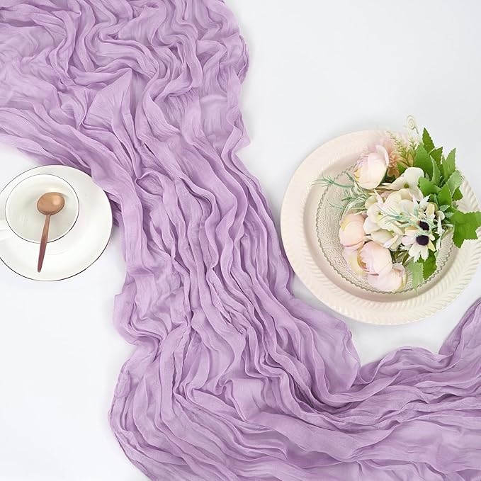 25 Pack Lavender Cheesecloth Table Runner 17 x 108 Inch Fall Thanksgiving Boho Rustic Farmhouse Gauze Cheese Cloth Runner for Wedding Party Baby Shower Home Decor Holiday Decorations