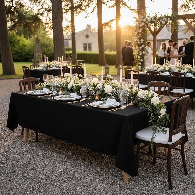 Fixwal 3 Pack Black 60 x 102 Inch Rectangle Tablecloths, Reusable Heavy Duty Washable Polyester Table Covers for 6 Ft Tables, Wedding, Party, Birthday, Outdoor, Picnic, Camping