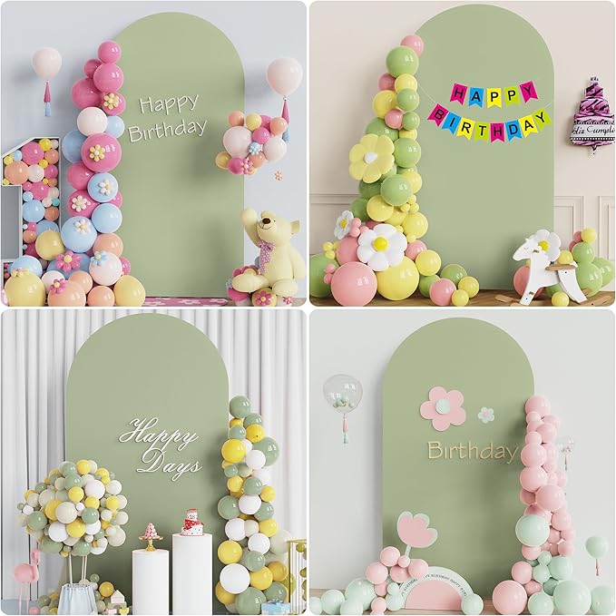 Wokceer 7.2FT Wedding Arch Cover Spandex Fitted Wedding Arch Stand Covers Round Top Sage Green Chiara Arch Cover for Birthday Party Ceremony Banquet Decoration