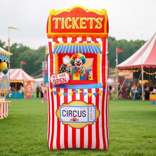 Capoda 6.9ft Circus Ticket Inflatables Booth Inflatable Carnival Decorations Blow Up Circus Ticket Built in LED Lights for Halloween Carnival Theme Party Yard Garden Outdoor Photo Booth Props Supplies