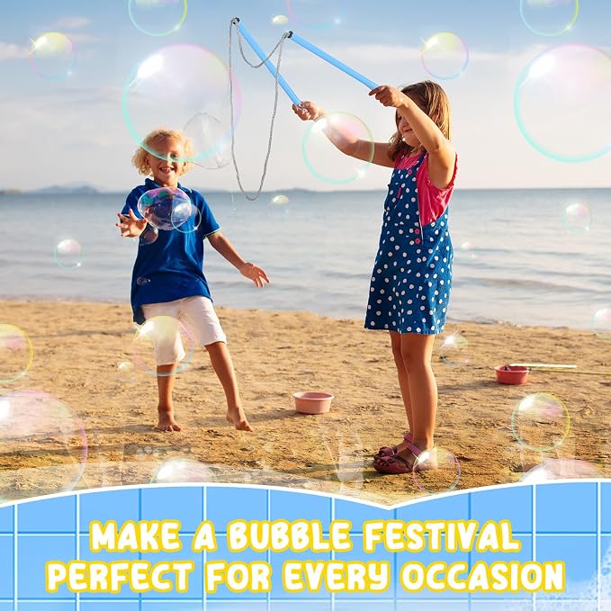 Meooeck 28 Pcs Giant Bubble Wands Big Bubble Maker for Outdoor Toys for Adults Boys Girls Birthday Party Favors Lawn Park Beach Summer Birthday Party Favors Outdoor Activities