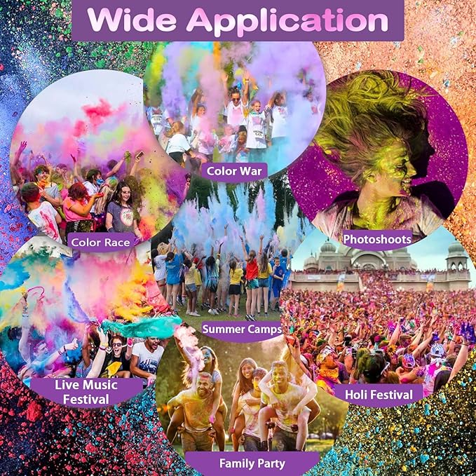 Renfio Holi Powder,8 Pack X 3.5oz(100g) Color Run Powder Rangoli Color Bulk,Natural Colored Powder Paint Chalk Powder for Gender Reveal Smoke Bombs,Diwali,Fundraisers,Festivals,Color War,Photoshoot