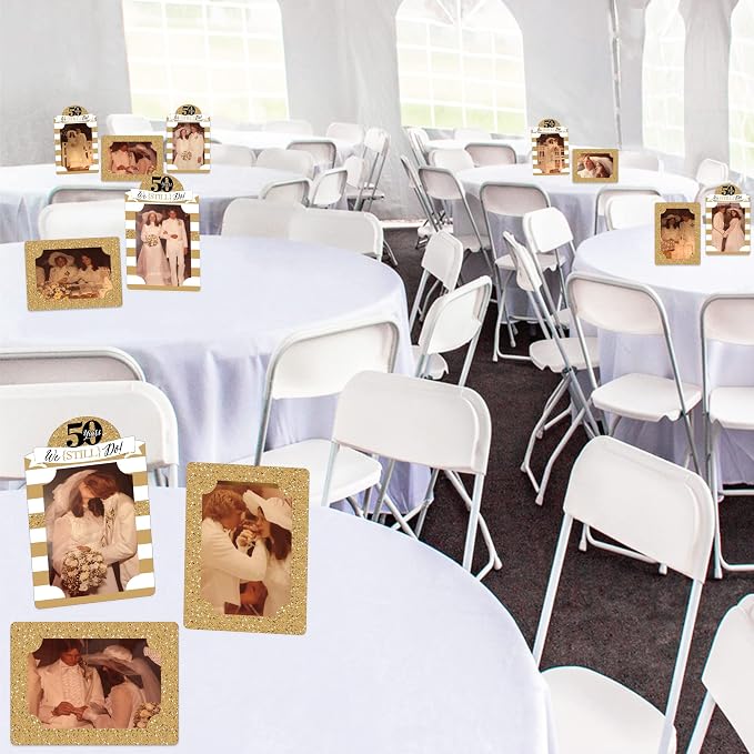Big Dot of Happiness We Still Do - 50th Wedding Anniversary - Anniversary Party 4x6 Picture Display - Paper Photo Frames - Set of 12