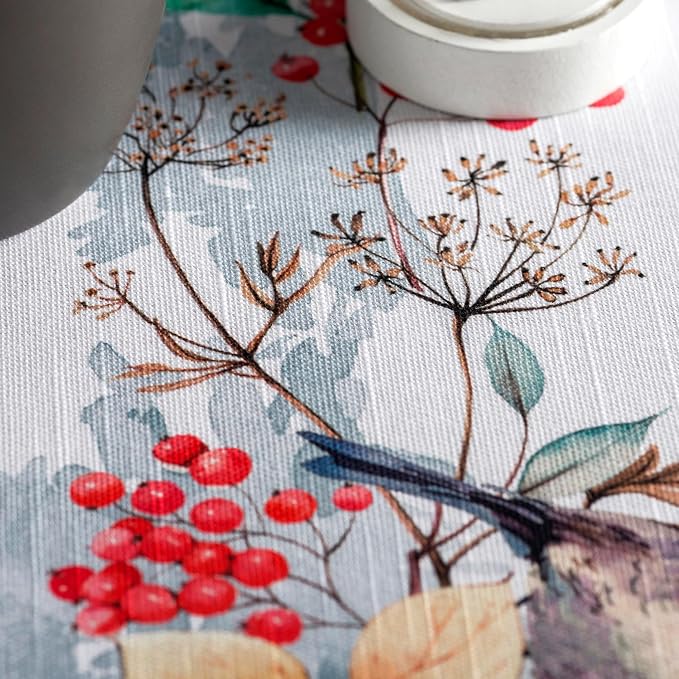 Maison d' Hermine Table Cloth Round Table 100% Cotton 63 Inches Fall Tablecloth Reusable Everyday Use for Thanksgiving Christmas Decorations Dining Farmhouse Party (Morzine)