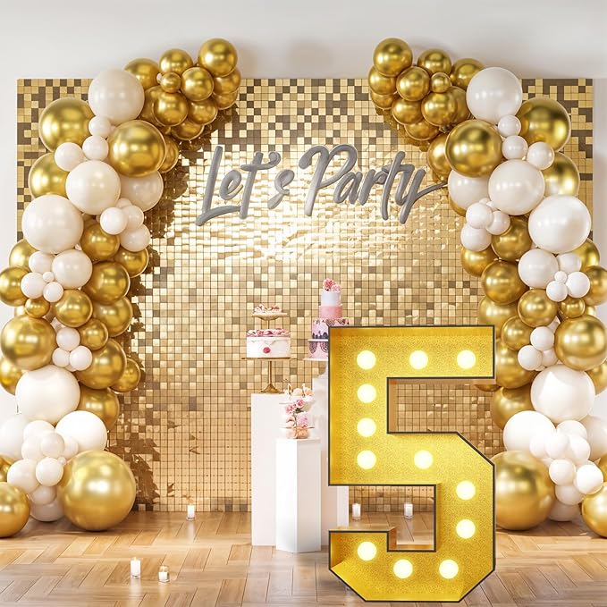 Light Up Number 1, Marquee Light Up Numbers Gold 4FT, Large Led Numbers Lights for First 1st 21st Birthday, 4 Feet Tall DIY Frame Pre-Cut Foam Board Kit for Night Light Party Anniversary Decorations