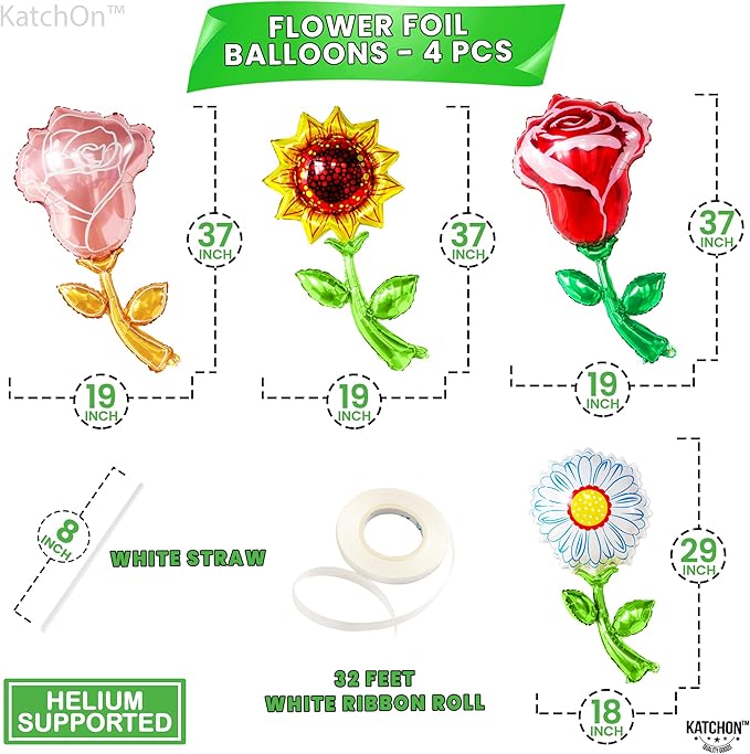 Giant, Rainbow Number 5 Balloon - 40 Inch | Big, Butterfly Balloon and Flower Balloon - Pack of 10 | Rainbow 5 Balloon Number for 5th Birthday Decorations Girl | Number 5 Balloons for Birthdays