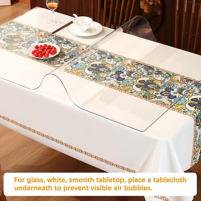 22 x 44 " Clear Plastic Dining Table Protector Tablecloth Desk Pad Mat Wooden Furniture Coffee Glass End Sofa Bed Side Banquet TV Console Entry Cabinet Table Top Protection Cover Waterproof PVC Vinyl