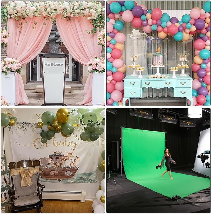 SLOW DOLPHIN Heavy Duty Backdrop Stand10ft x 8.5ft Adjustable Background Support System Kit with Steel Base for Photography, Photo Backdrop Stand for Parties Birthday, Photo Booth Video Studio