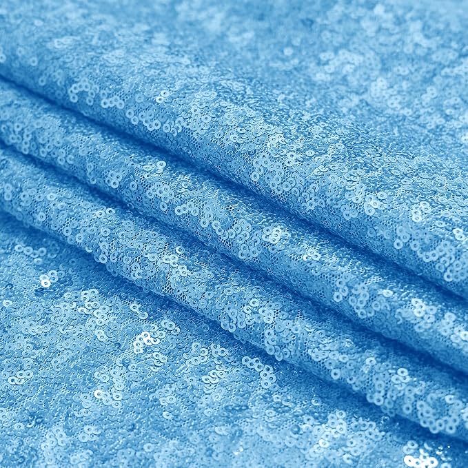 Sugargirl Blue Sequin Backdrop Curtain 4FTx8FT Glitter Blue Background Drapes Sparkle Photography Backdrop for Party Wedding Birthday Wall Decoration(2 Panels)