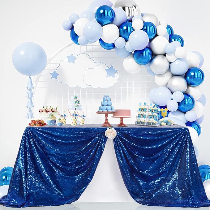 B-COOL Rectangle Sequin Tablecloth 90x156 Inch Party Tablecloths Glitter Table Linen for Birthday Party Wedding Baby Shower Table Independence Holiday Banquet Decoration,Royal Blue