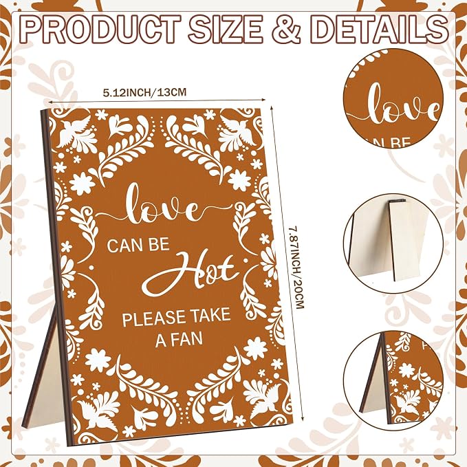 Roowest 101 Pcs Wedding Fans for Guests 100 Pcs Cielito Lindo Hand Fans 1 Table Sign Mexican De Barro Papel Picado Thank You for Celebrating with Us with Wooden Handle for Bridal Shower Fiesta Gift