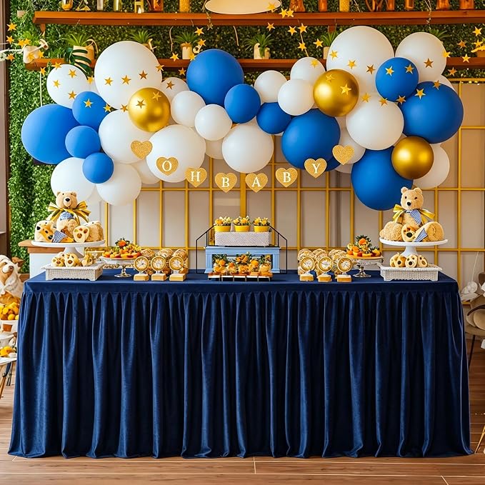 Wish Care 6 Pack Navy Blue Rectangle Table Clothes for 6 Foot Tables, Polyester Fitted Tablecloths 6ft Stretch Table Cover for Wedding, Birthday, Parties, Trade Show, Craft Show