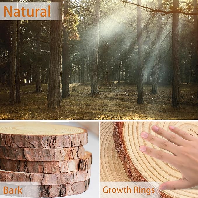 8Pcs Large Wood Centerpieces for Tables, 8-9 Inches Rustic Wood Slices for Centerpieces, Natural Wooden Centerpieces for Tables Wedding, Party, Rustic Decor, Art Creation