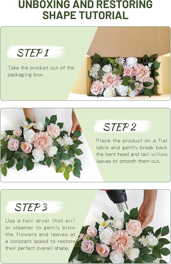 Wedding Decor (Pack of 2) Welcome Sign Flower Backdrop Garland for Ceremony Reception Wall Easel Home Decoration Entryway Faux Outdoor Board Head Table Decor (Blush)