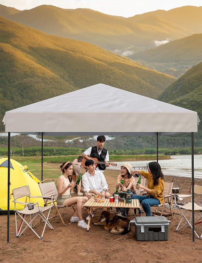GAOMON 10x10FT Pop Up Canopy, Waterproof & UV Resistant Commercial Instant Craft Fair Canopy Tent Outdoor Events Instant Shelter for Farmer Market, Party, Event, Patio, White