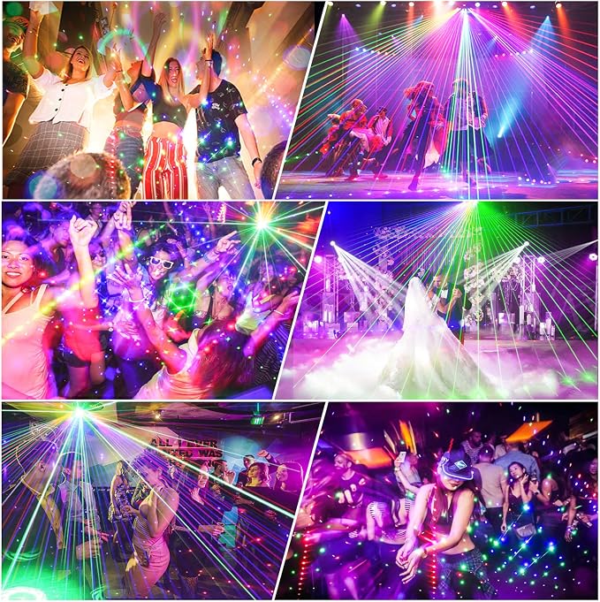 U`King Party Lights DJ Disco Light,9 Lens Stage Lighting Support DMX512 and Sound Activated with Remote Control Laser Lights for Parties Birthday Wedding Karaoke Bar KTV Club Stage Live Show(4 PCS)