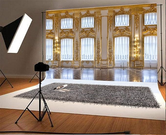 AOFOTO 10x6.5ft Luxurious Palace Backdrop for Photography Retro European Aristocratic Castle Noble Royal Interior Golden Hall Photography Background Kid Adult Travel Portrait Photo Booth Studio Props
