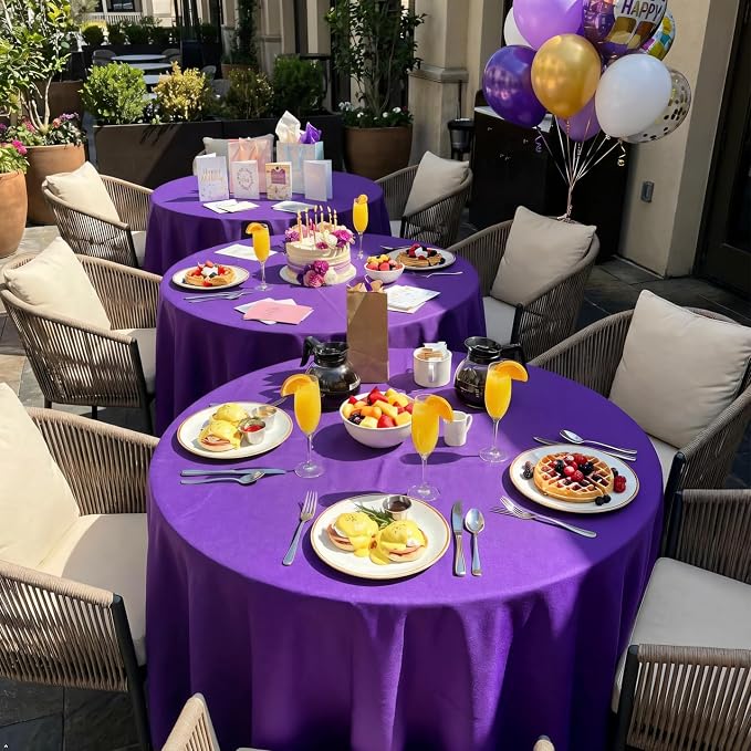 8 Pack Round Tablecloth 90 Inch Purple Tablecloth for Round Tables, Washable Polyester Table Cloth Stain and Wrinkle Resistant Decorative Table Cover for Wedding Party Dining Banquet
