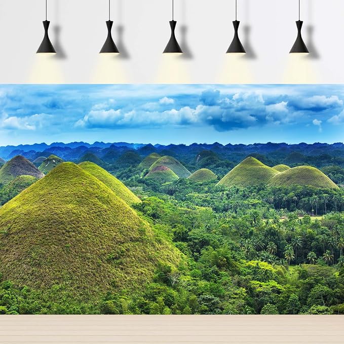 Chocolate Hills Backdrop Philippines Nature Landscape Photography Background Bohol Island Green Forest Mountain Backdrop Decors Philippines Travel Hiking Camp Birthday Wedding Portrait Props 9x6ft