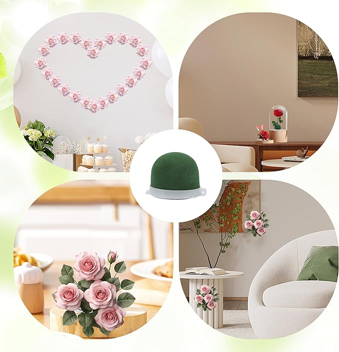 24 Pcs Mini Floral Foam Holders Set, Wet Green Foam for Fresh Flower Arrangements, Wedding, Wine Bottle Decor Supplies