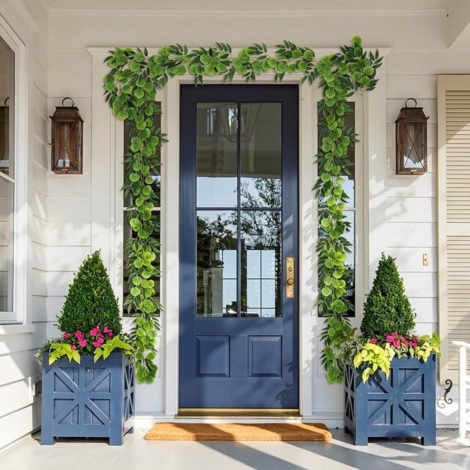RECUTMS Artificial Eucalyptus Vine Garland with Willow Leaves 2Pcs 6Ft Fake Hanging Silk Greenery Faux Ivy Plant for Indoor Outdoor Home Wedding Arch Party Table Porch Summer Decor(Dark Green)