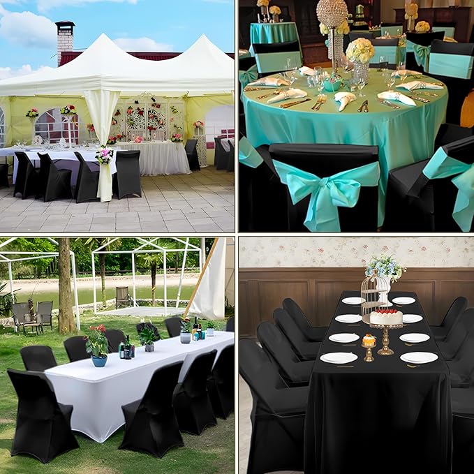 Folding Chair Covers 30 PCS Stretch Spandex Chair Covers Upgraded Universal Washable Fitted Chair Slipcovers Protector for Party, Wedding, Holidays, Banquet, Celebration (Black, 30 PCS)