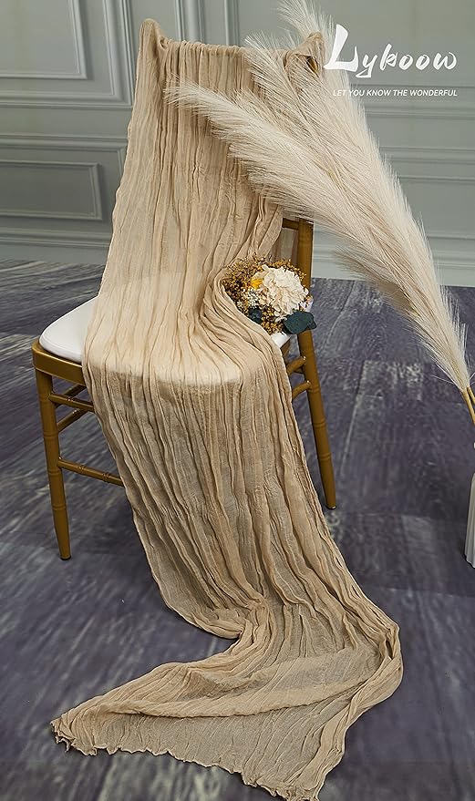 15 Packs Cheesecloth Table Runner Beige,13 Ft Light Brown Rustic Gauze Boho Wedding Table Runner Decoration, Wedding Table Decor Table Cloth for Wedding Party Bridal Shower Table,21.5x157in