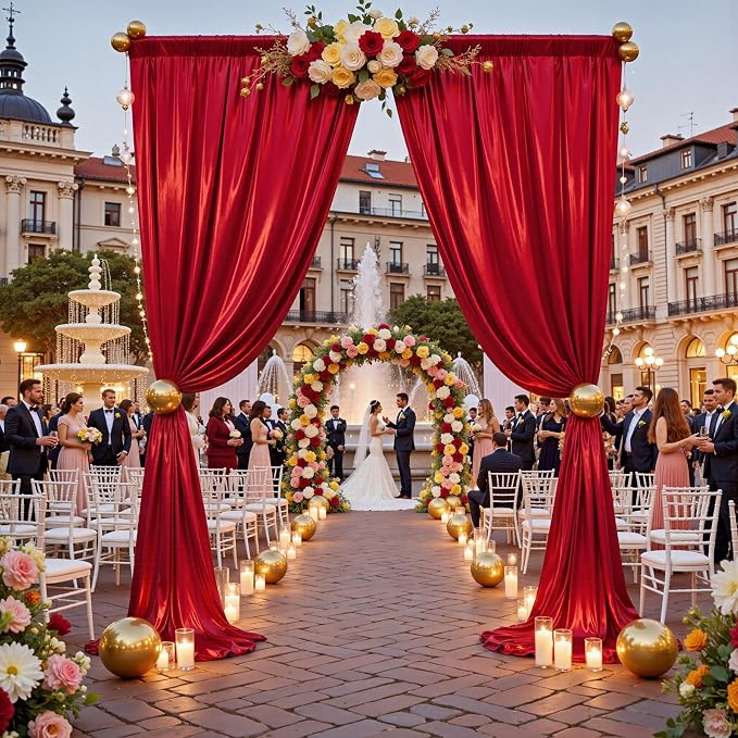 10x10FT Red Sequin Backdrop Curtain for Party - 2 Panels 5x10FT Wrinkle-Free Shimmer Drapes for Birthday, Wedding, Christmas, Decorations & Photography