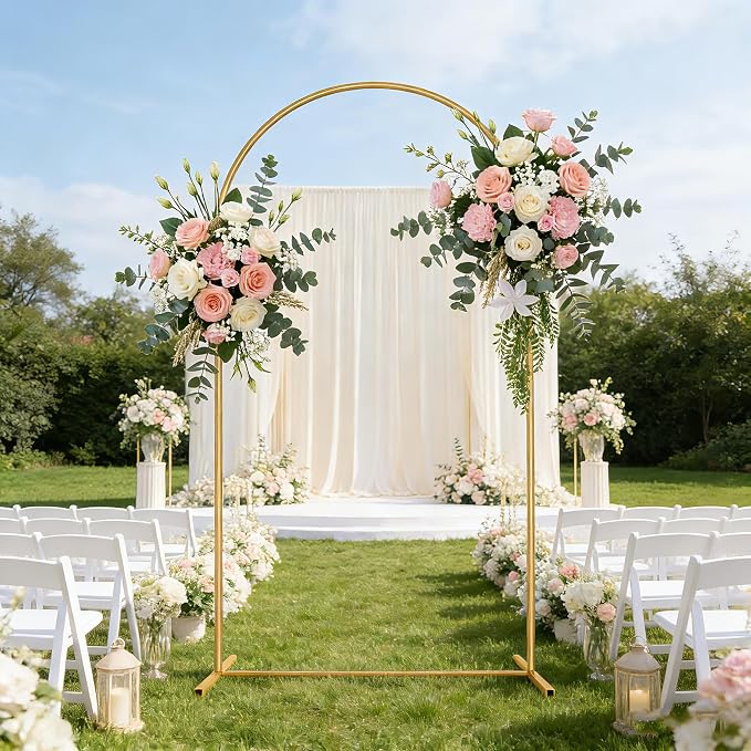 Metal Arch Backdrop Stand for Wedding, Parties, Birthday, Baby Shower, Graduation, Bridal Shower, Garden, Floral, Balloon Decoration (6FT)