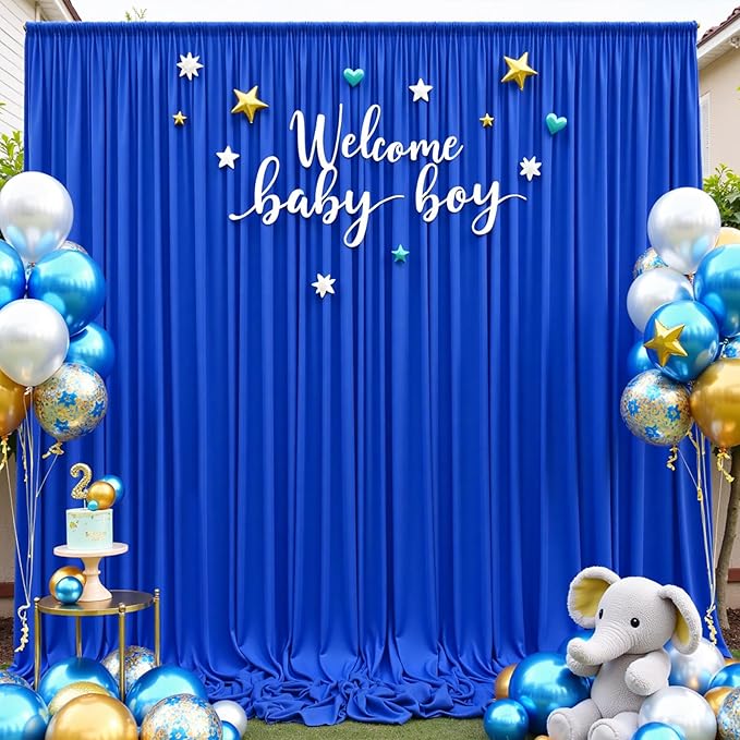 20ft x 10ft Royal Blue Backdrop Curtains for Parties, 4 Panels 5x10ft Wrinkle Free Silky Polyester Photo Backdrop Drapes Background for Birthday Graduation Photography Party Decorations