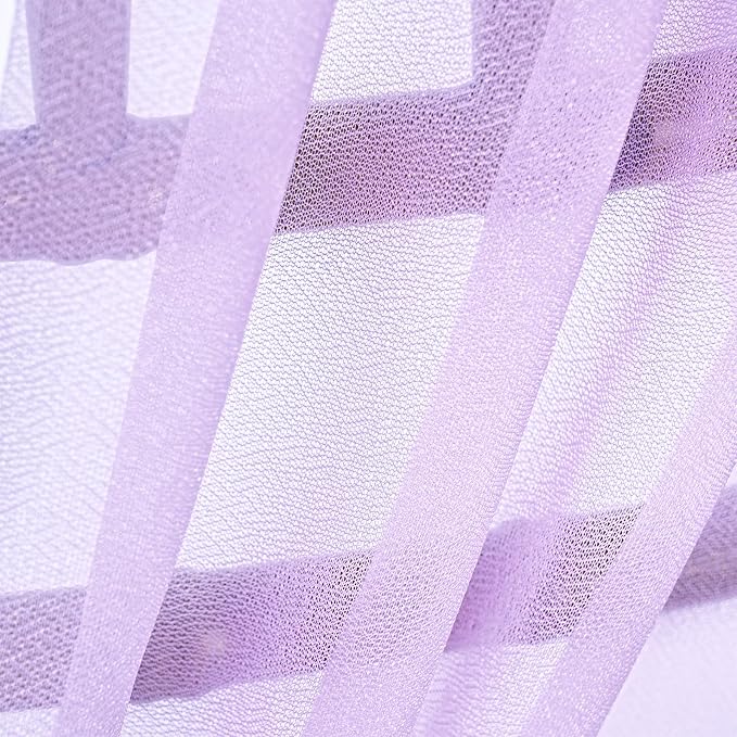 QueenDream Wedding Aisle Chair Sashes 50 Pieces Light Purple Long Sheer Fabric Sashes Decorations Chair with Artificial Eucalyptus